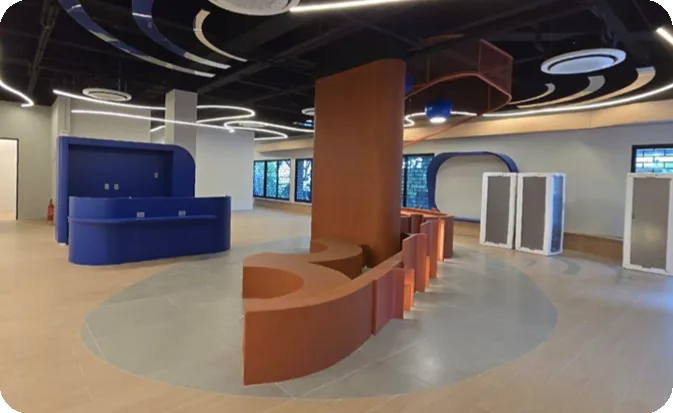 CDL — interior com recepção azul